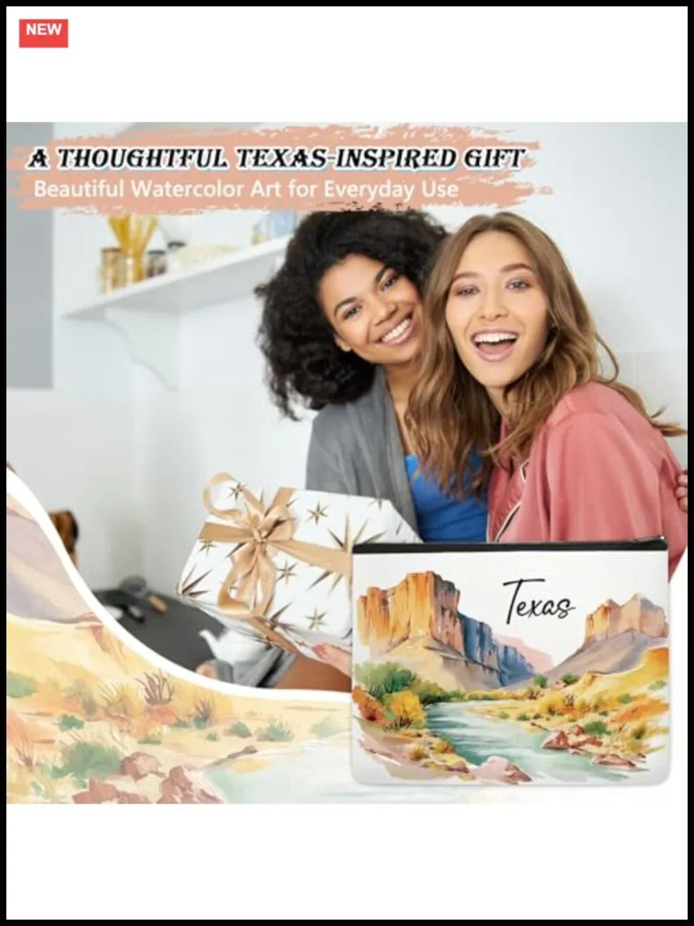 Waterproof Linen Texas Map Cosmetic Bag Toiletry Organizer Travel Pouch